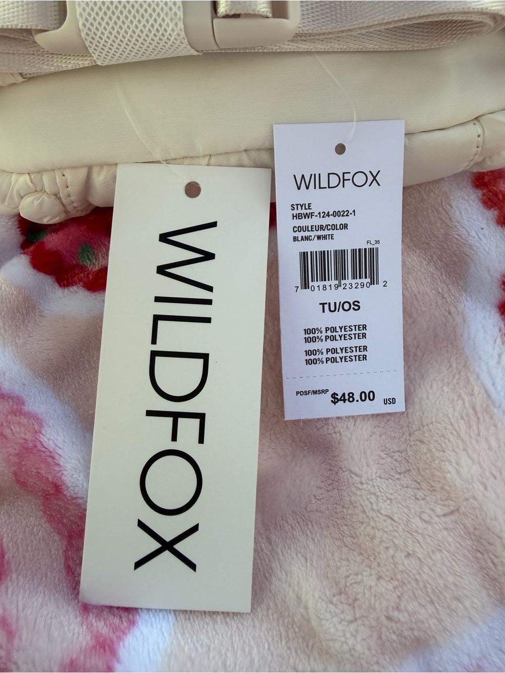 WILDFOX Padded Floral Quilted Crossbody Bag — White NWT - Picture 5 of 7
